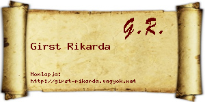 Girst Rikarda névjegykártya